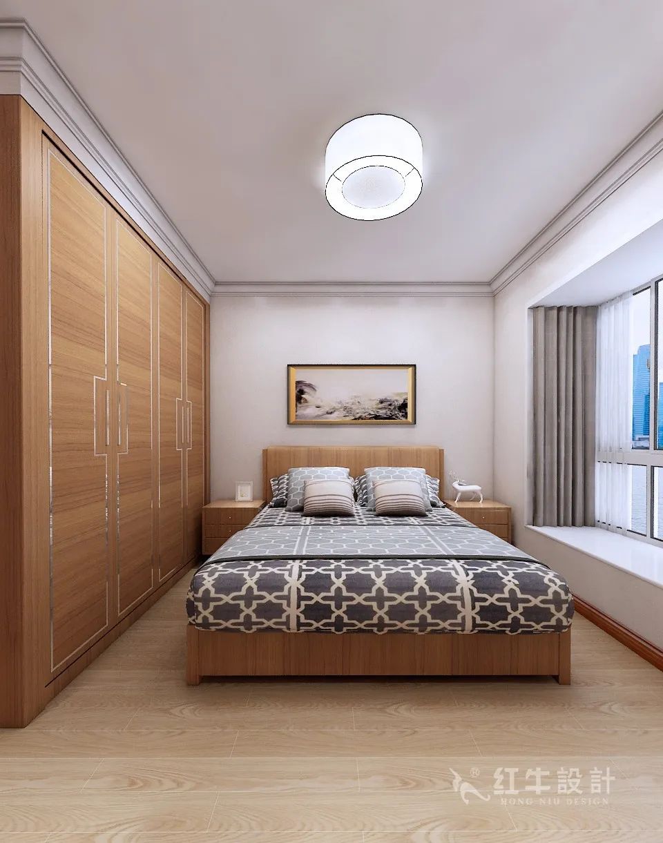 高灵慧_红牛设计--中垠紫金官邸89㎡（A户型）现代中式07效果图欣赏_主卧